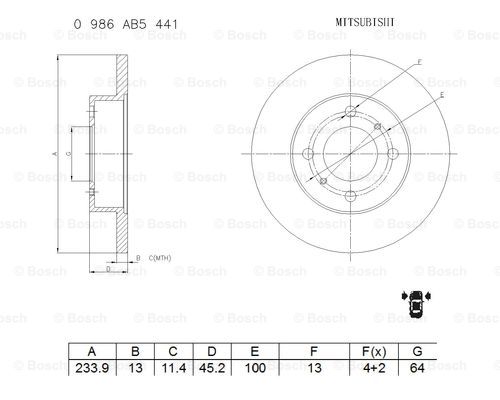 BOSCH 0 986 AB5 441 Brake Disc