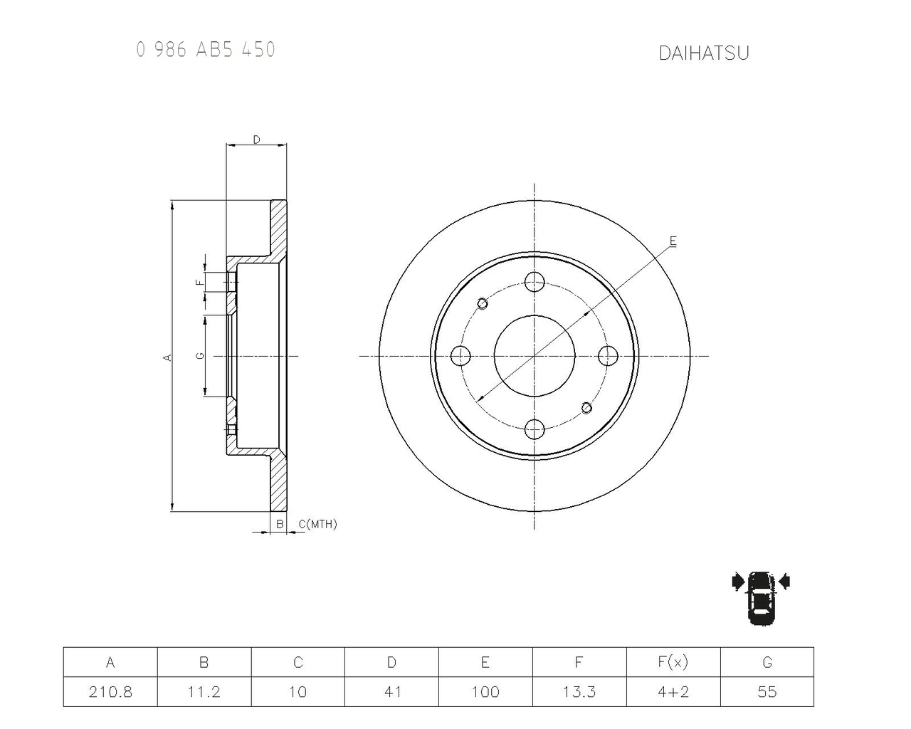 BOSCH 0 986 AB5 450 Brake Disc