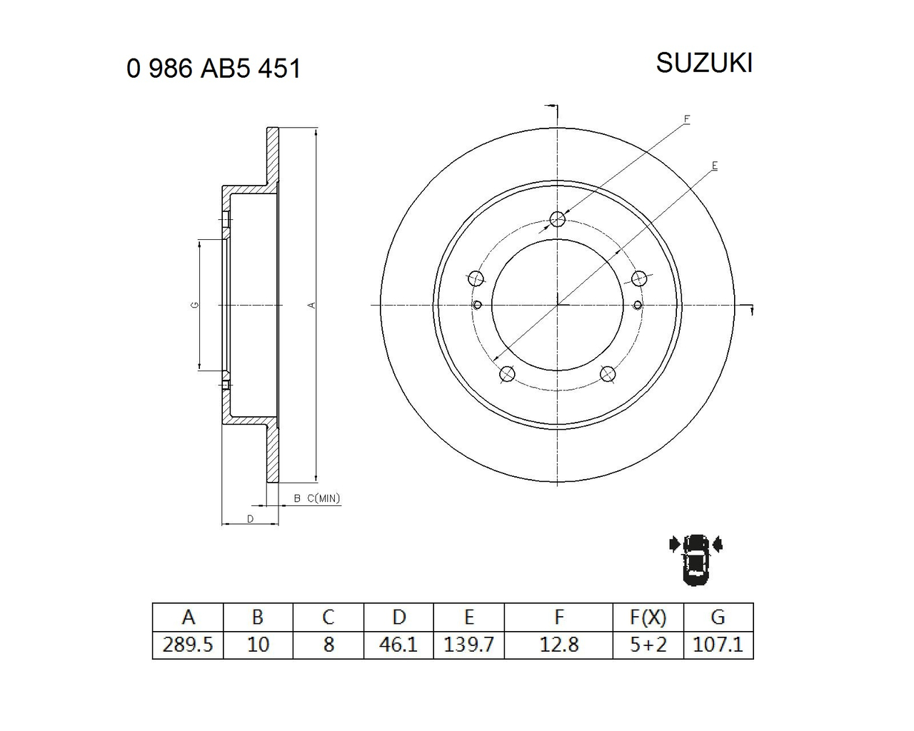 BOSCH 0 986 AB5 451 Brake Disc