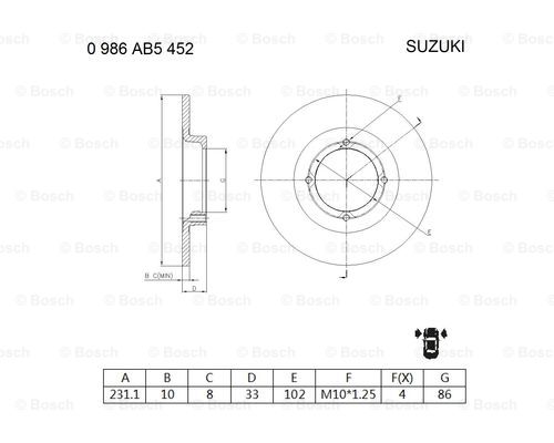 BOSCH 0 986 AB5 452 Brake Disc