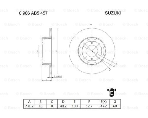 BOSCH 0 986 AB5 457 Brake Disc