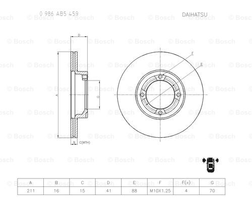 BOSCH 0 986 AB5 459 Brake Disc