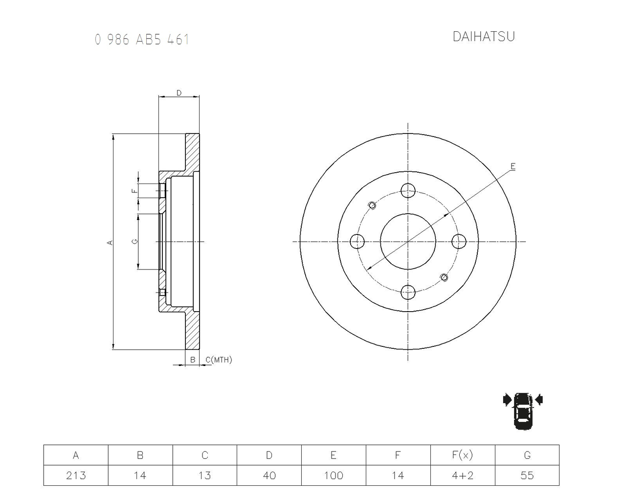 BOSCH 0 986 AB5 461 Brake Disc