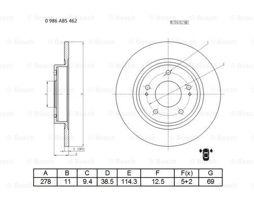 BOSCH 0 986 AB5 462 Brake Disc