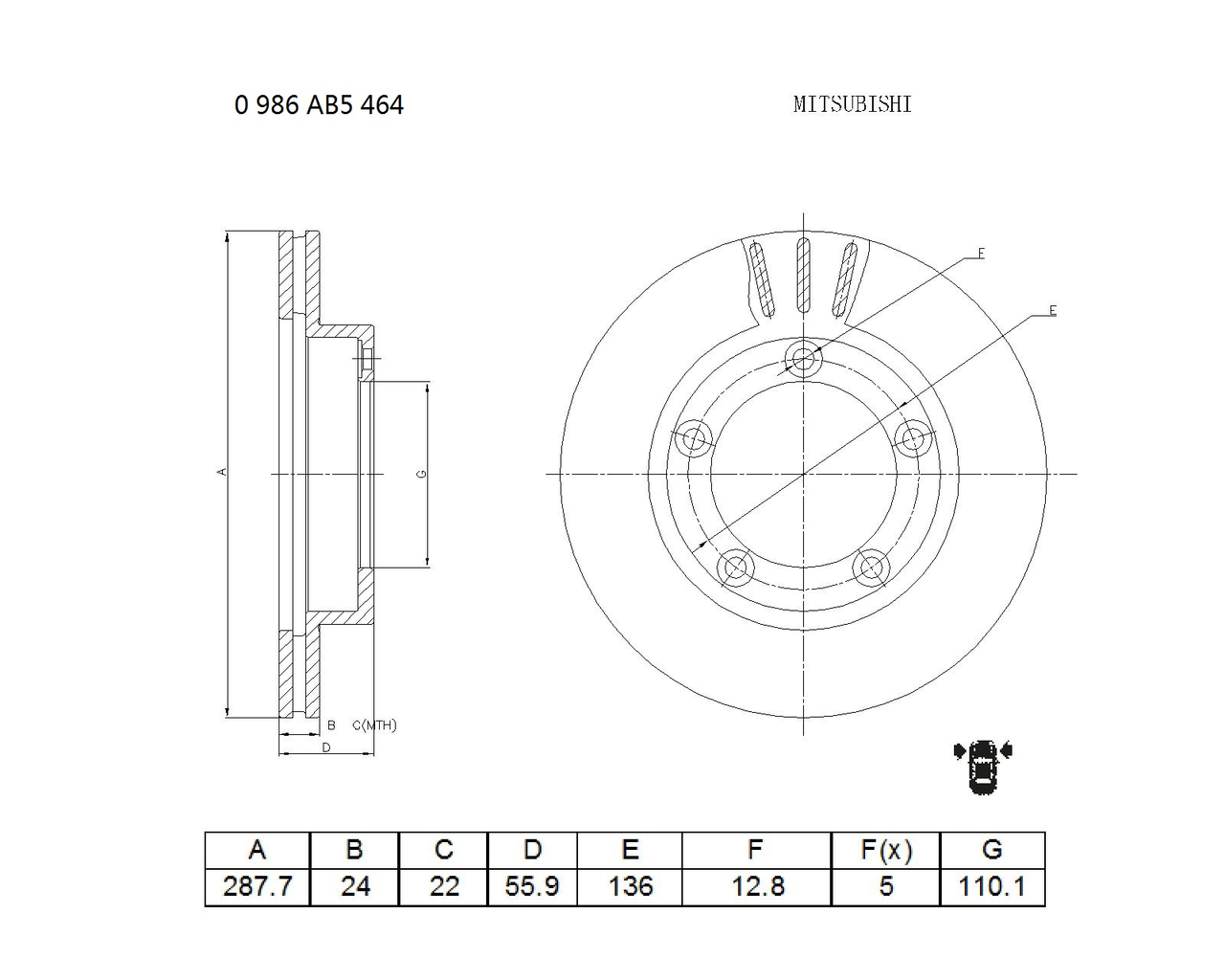 BOSCH 0 986 AB5 464 Brake Disc