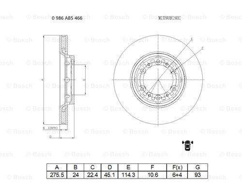 BOSCH 0 986 AB5 466 Brake Disc