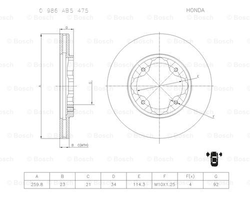 BOSCH 0 986 AB5 475 Brake Disc