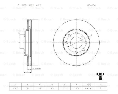 BOSCH 0 986 AB5 476 Brake Disc