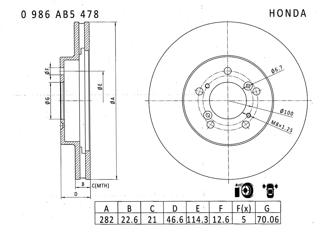 BOSCH 0 986 AB5 478 Brake Disc