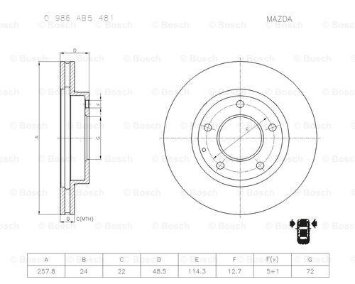 BOSCH 0 986 AB5 481 Brake Disc