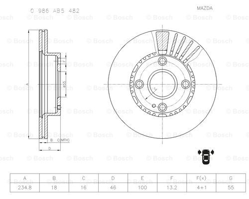 BOSCH 0 986 AB5 482 Brake Disc