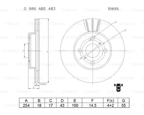 BOSCH 0 986 AB5 483 Brake Disc