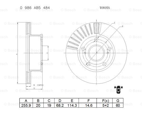 BOSCH 0 986 AB5 484 Brake Disc