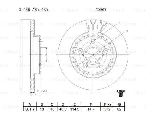 BOSCH 0 986 AB5 485 Brake Disc