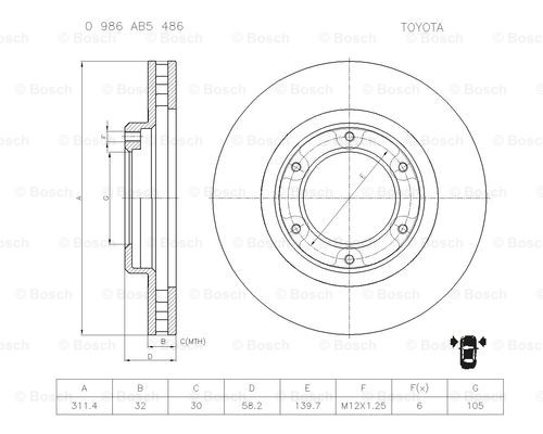 BOSCH 0 986 AB5 486 Brake Disc