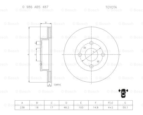 BOSCH 0 986 AB5 487 Brake Disc