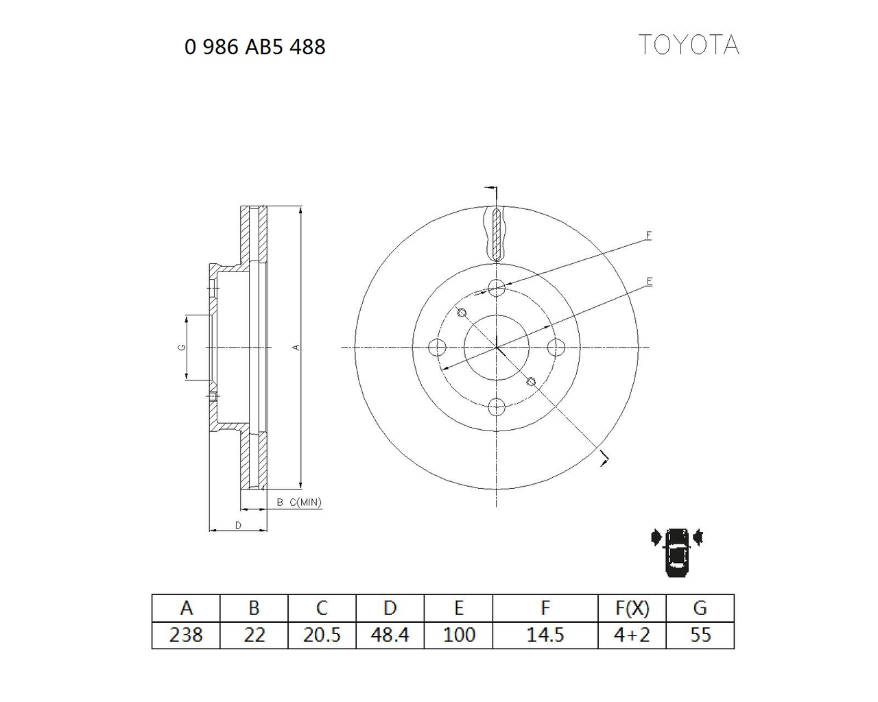 BOSCH 0 986 AB5 488 Brake Disc