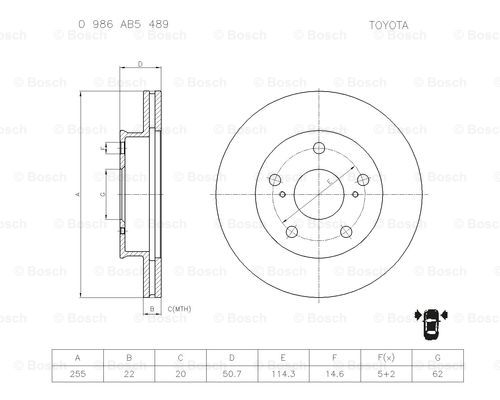 BOSCH 0 986 AB5 489 Brake Disc