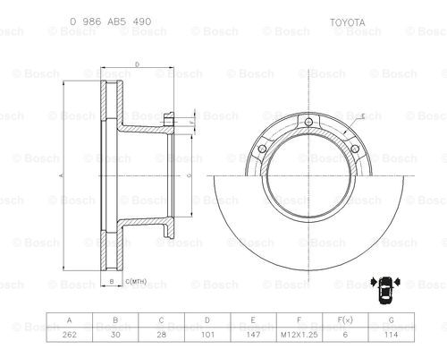 BOSCH 0 986 AB5 490 Brake Disc