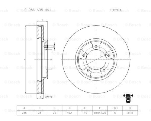 BOSCH 0 986 AB5 491 Brake Disc