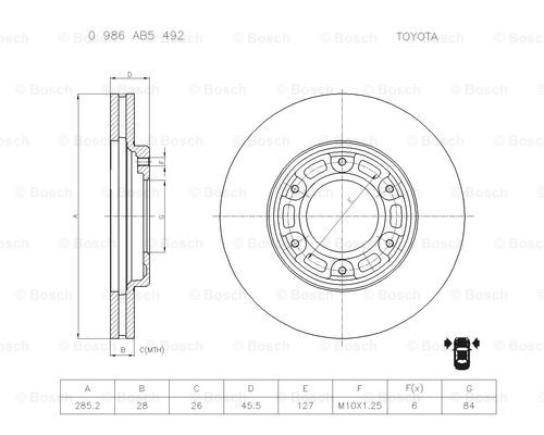 BOSCH 0 986 AB5 492 Brake Disc