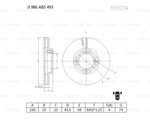 BOSCH 0 986 AB5 493 Brake Disc