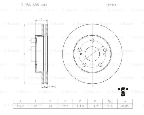 BOSCH 0 986 AB5 494 Brake Disc