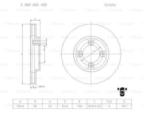 BOSCH 0 986 AB5 496 Brake Disc