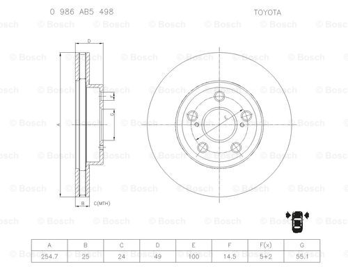 BOSCH 0 986 AB5 498 Brake Disc