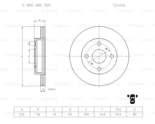 BOSCH 0 986 AB5 500 Brake Disc