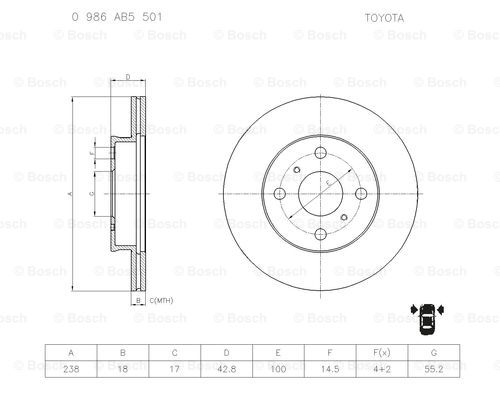 BOSCH 0 986 AB5 501 Brake Disc