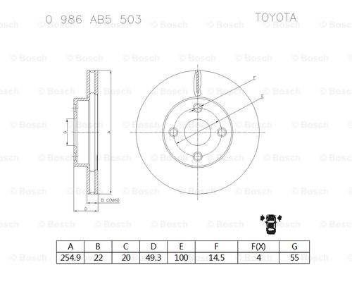 BOSCH 0 986 AB5 503 Brake Disc