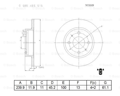 BOSCH 0 986 AB5 515 Brake Disc