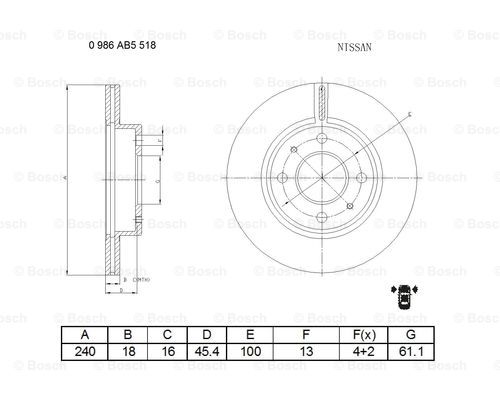 BOSCH 0 986 AB5 518 Brake Disc