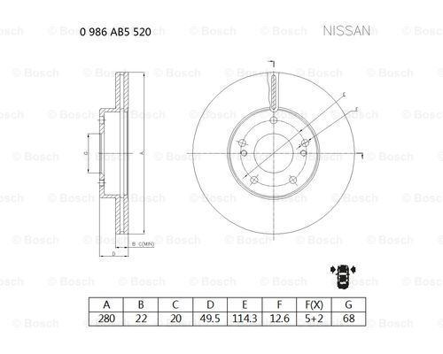 BOSCH 0 986 AB5 520 Brake Disc