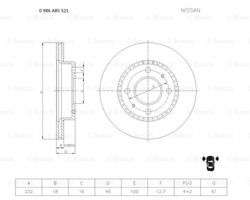 BOSCH 0 986 AB5 521 Brake Disc