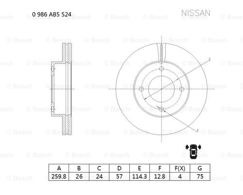 BOSCH 0 986 AB5 524 Brake Disc