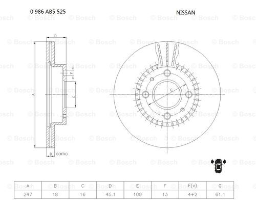 BOSCH 0 986 AB5 525 Brake Disc