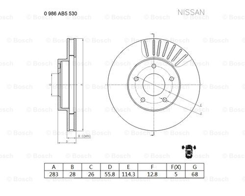 BOSCH 0 986 AB5 530 Brake Disc