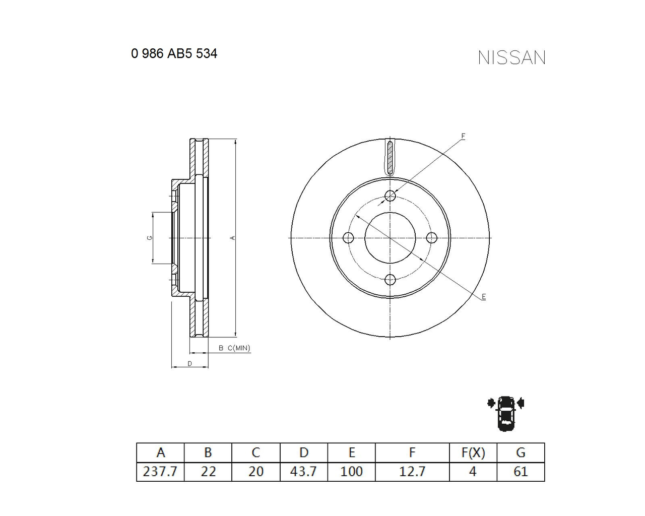 BOSCH 0 986 AB5 534 Brake Disc