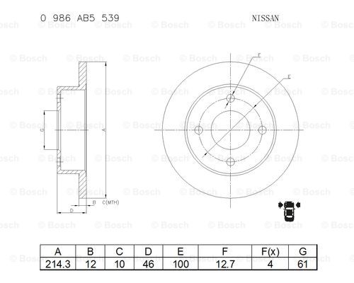 BOSCH 0 986 AB5 539 Brake Disc