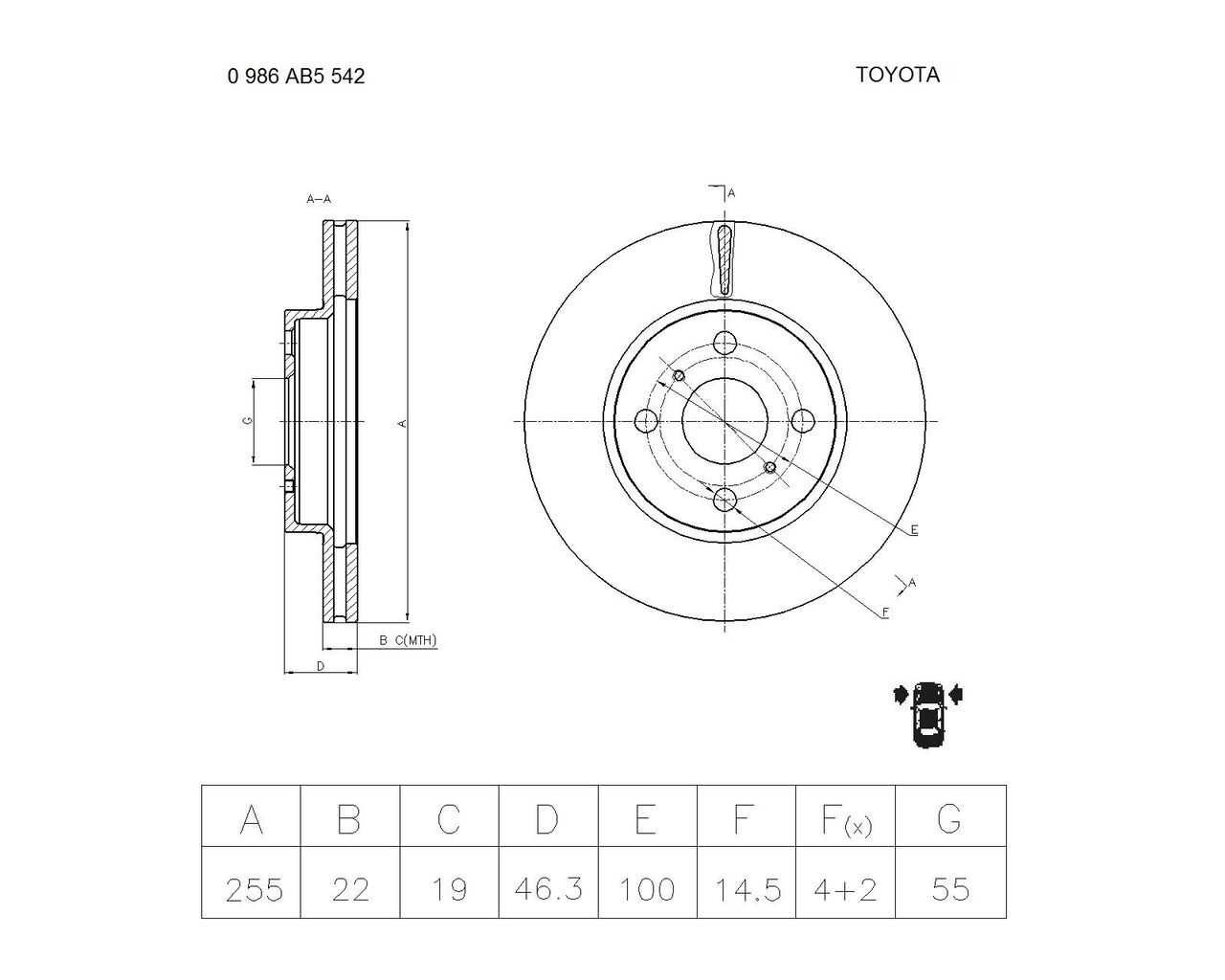 BOSCH 0 986 AB5 542 Brake Disc