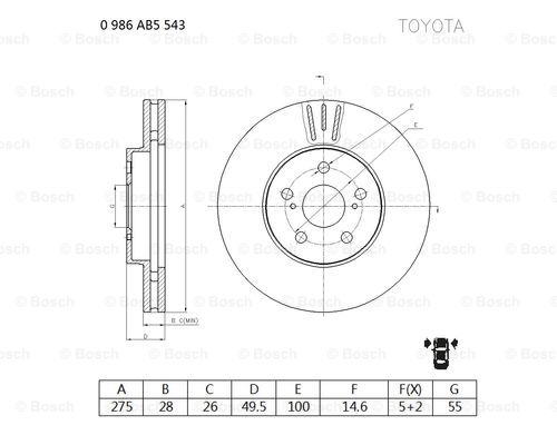 BOSCH 0 986 AB5 543 Brake Disc