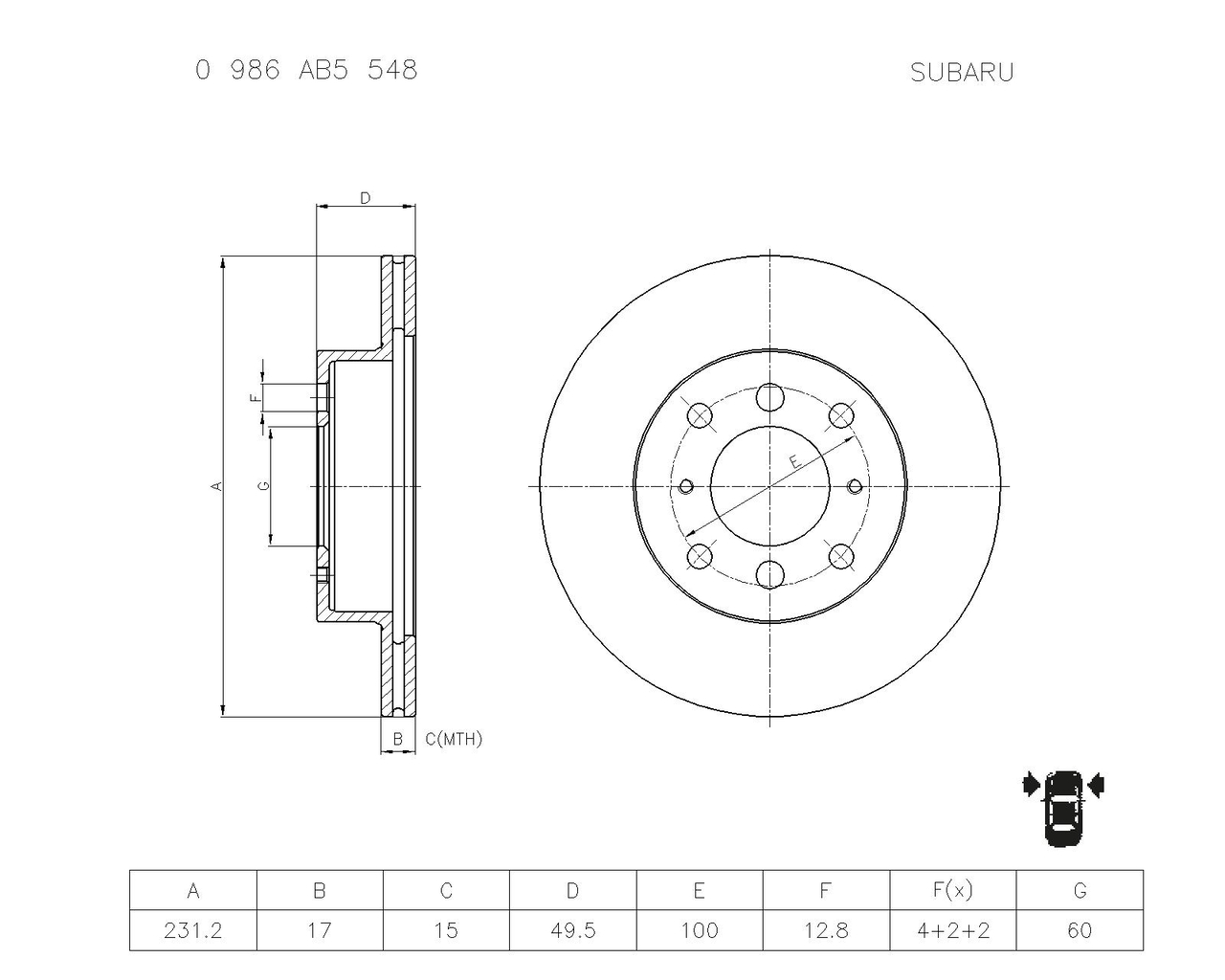 BOSCH 0 986 AB5 548 Brake Disc