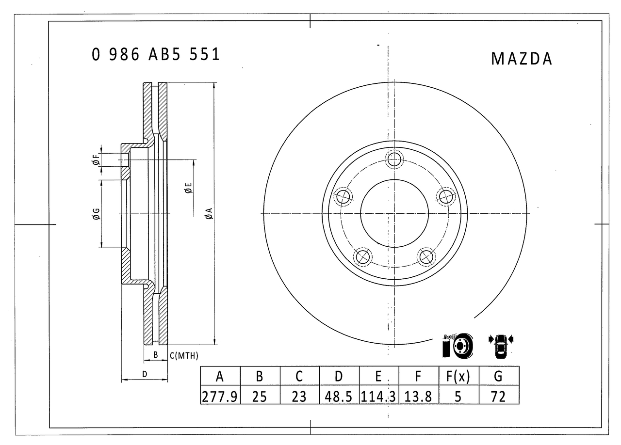BOSCH 0 986 AB5 551 Bremsscheibe