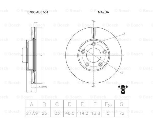 BOSCH 0 986 AB5 551 Brake Disc