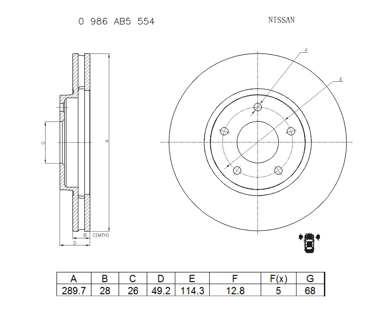 BOSCH 0 986 AB5 554 Brake Disc