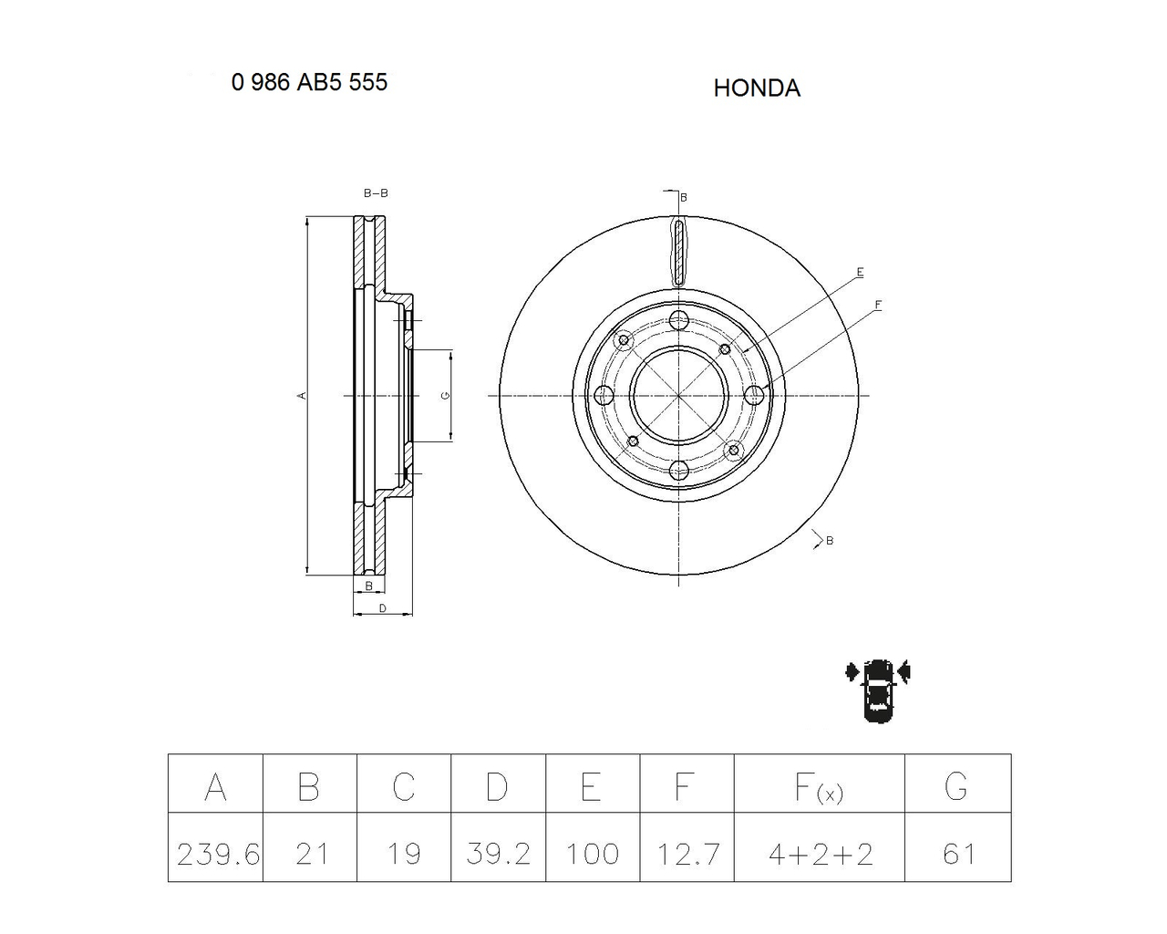 BOSCH 0 986 AB5 555 Brake Disc