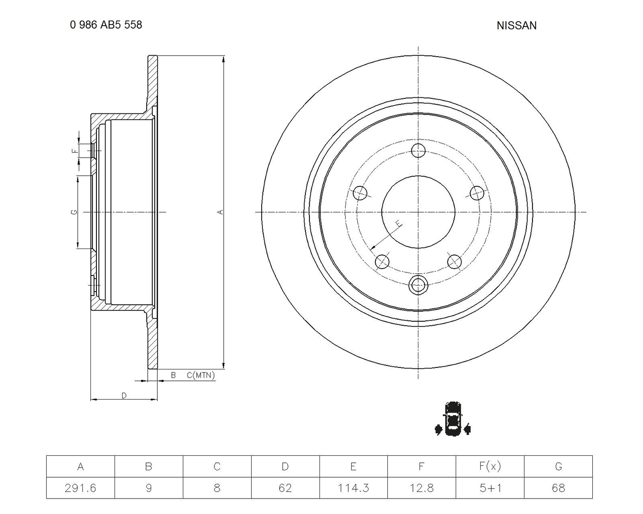 BOSCH 0 986 AB5 558 Brake Disc