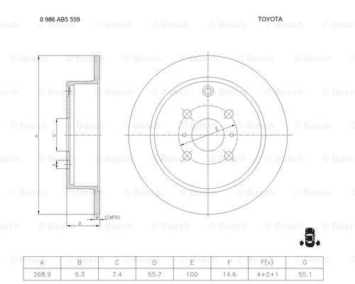 BOSCH 0 986 AB5 559 Brake Disc